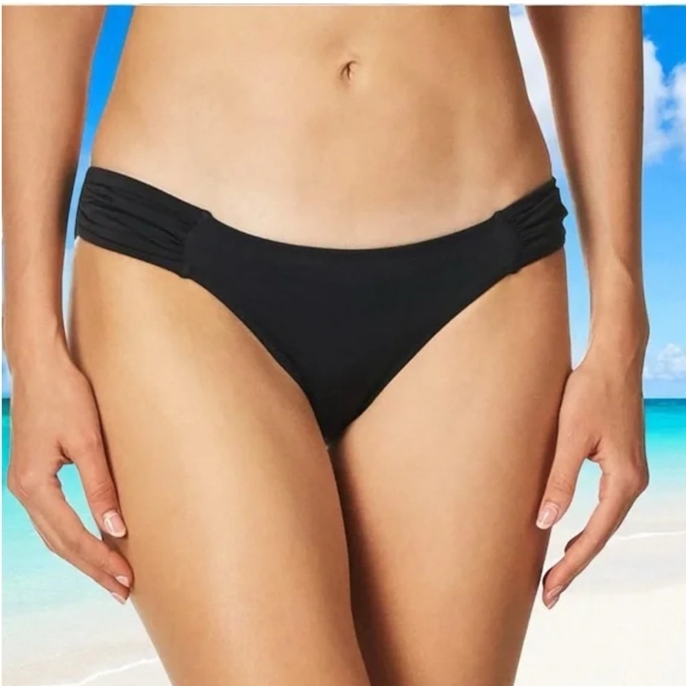 Smart & Sexy Swim Black Ruched Side Bikini Bottom size L